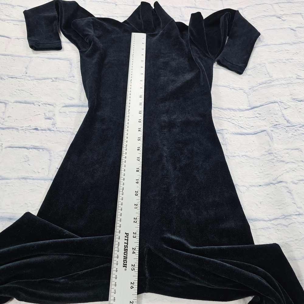 DKNY Velvet Catsuit Womens S Black Mock Neck Sleek VINTAGE Jumpsuit Luxe - Picture 7 of 13